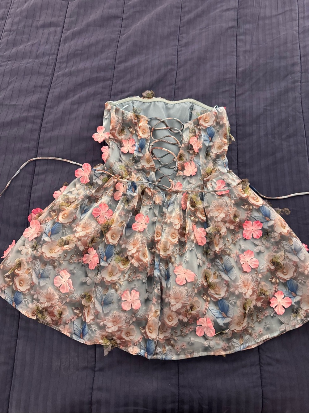 Betsy Johnson 3D Butterfly Floral Mini Dress Size Small - Picture 11 of 13